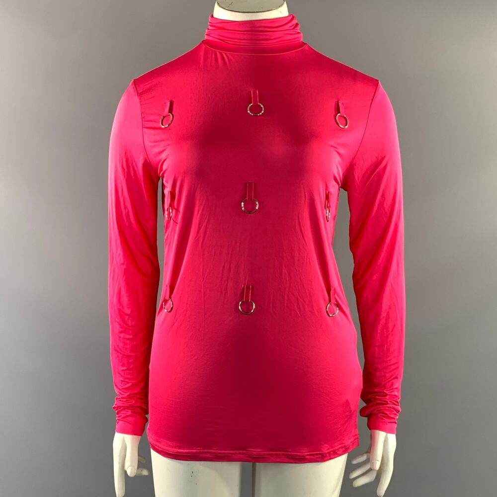 RAF SIMONS Size L Pink Viscose Blend Turtleneck Dress Top